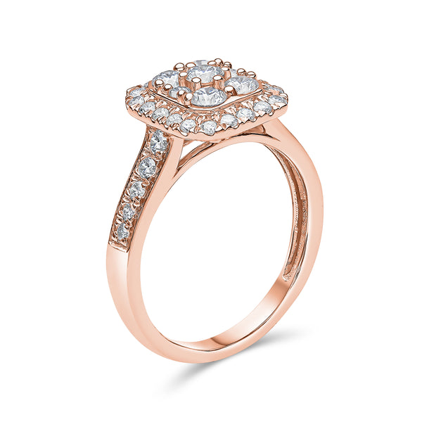 Radiant Shape Single Halo Diamond Ring