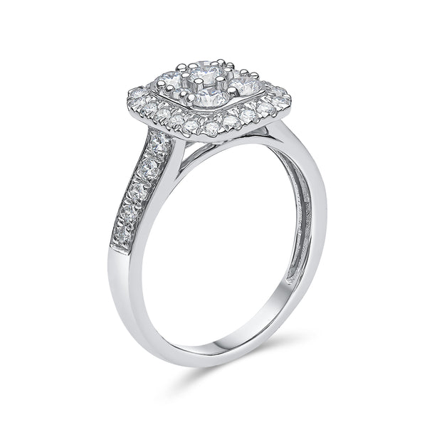 Radiant Shape Single Halo Diamond Ring