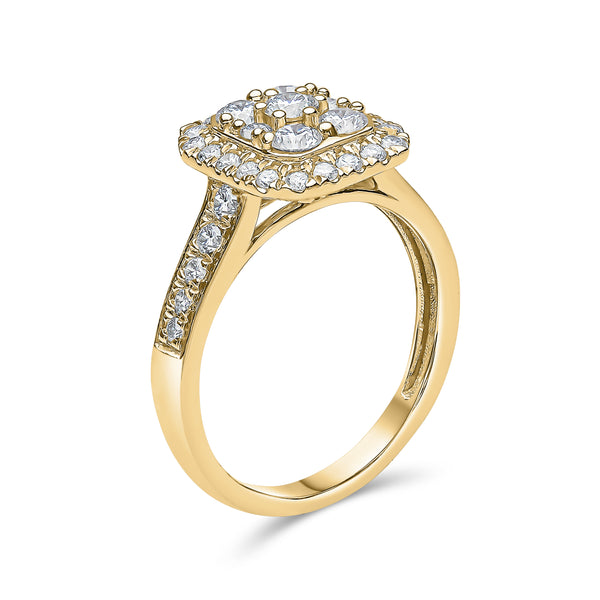 Radiant Shape Single Halo Diamond Ring