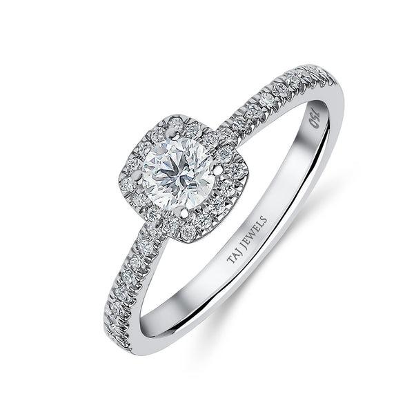 Round Brilliant Single Halo Diamond Ring