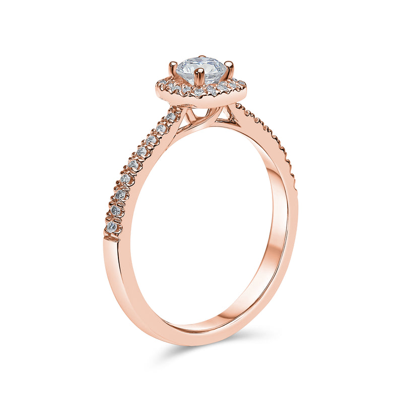 Round Brilliant Single Halo Diamond Ring