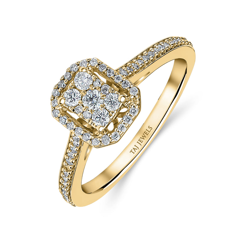 Radiant Shape Single Halo Diamond Ring