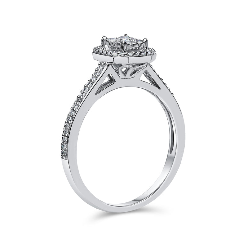 Radiant Shape Single Halo Diamond Ring