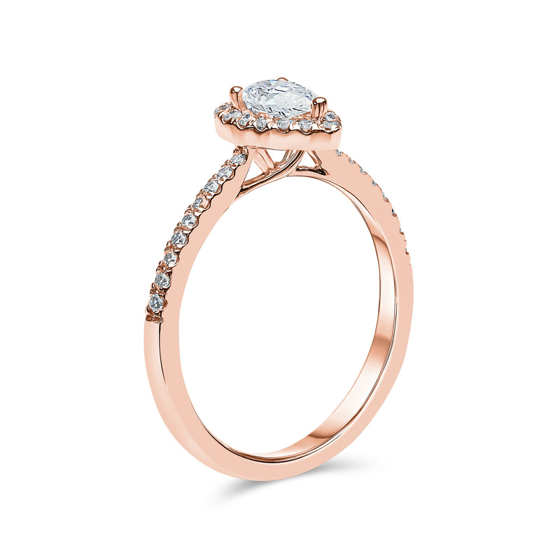 Pear Shape Solitaire Single Halo Diamond Ring