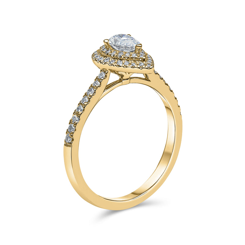Pear Shape Double Halo Diamond Ring