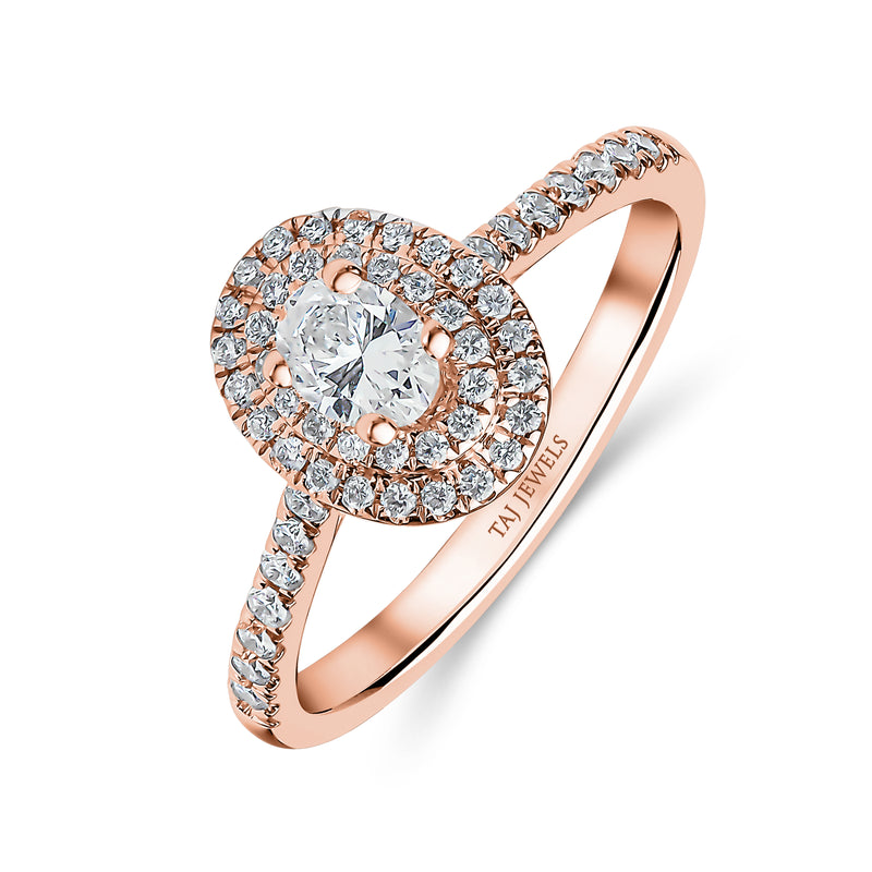 Natural Oval Shape Double Halo Diamond Ring
