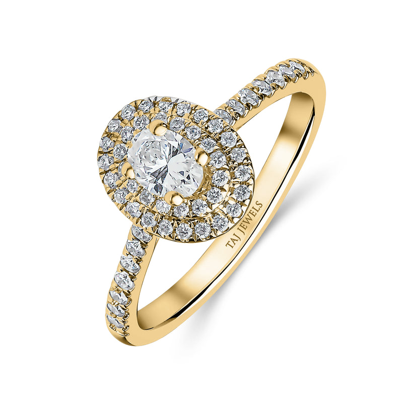Natural Oval Shape Double Halo Diamond Ring – Taj Jewels UK