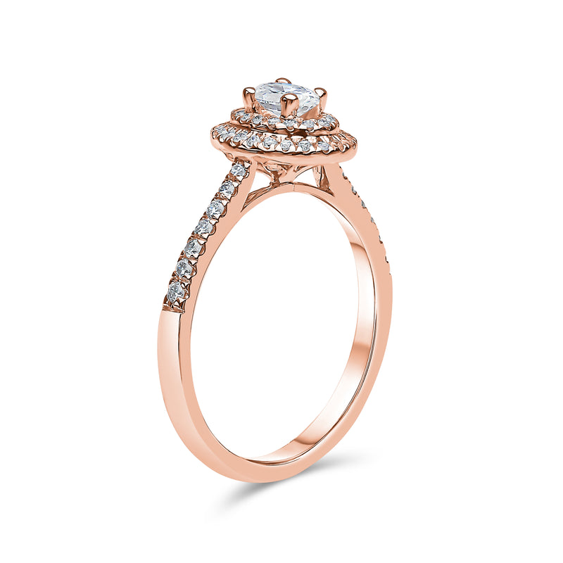 Natural Oval Shape Double Halo Diamond Ring