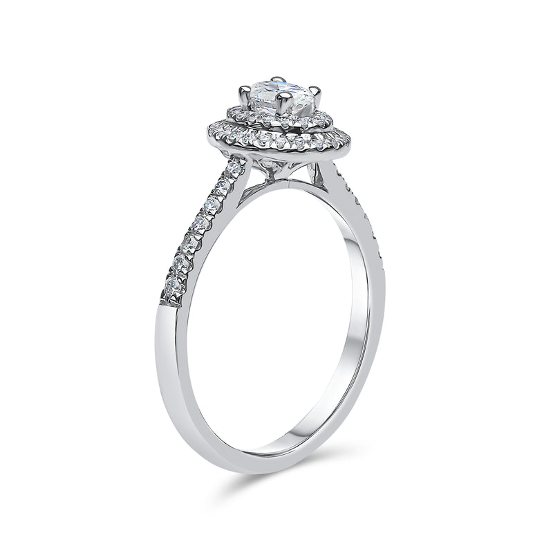 Natural Oval Shape Double Halo Diamond Ring