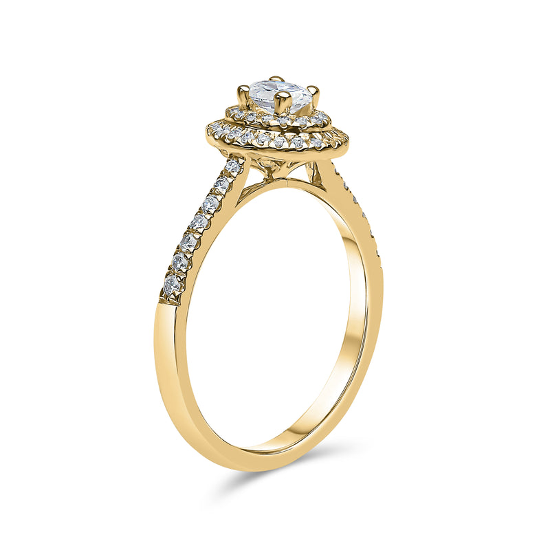 Natural Oval Shape Double Halo Diamond Ring