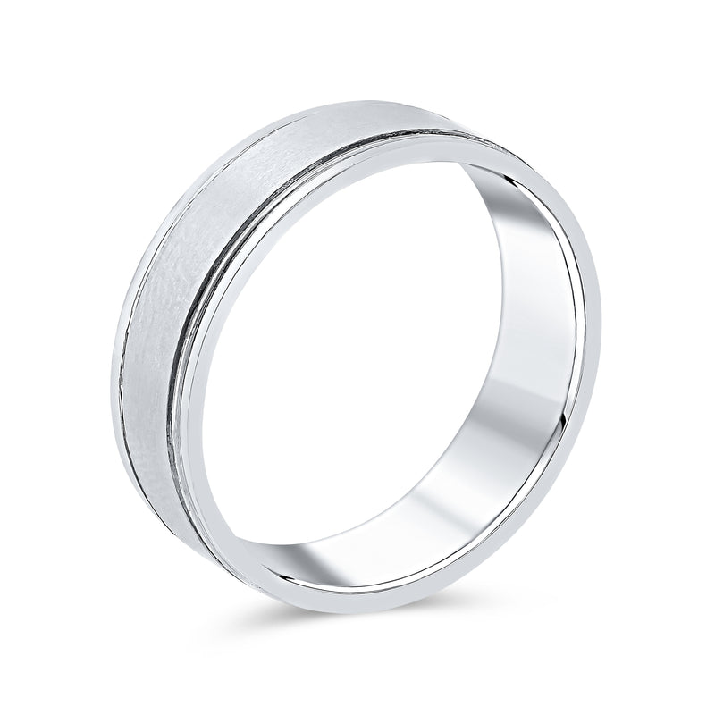 Gents Brushed Centre Double Line Wedding Band