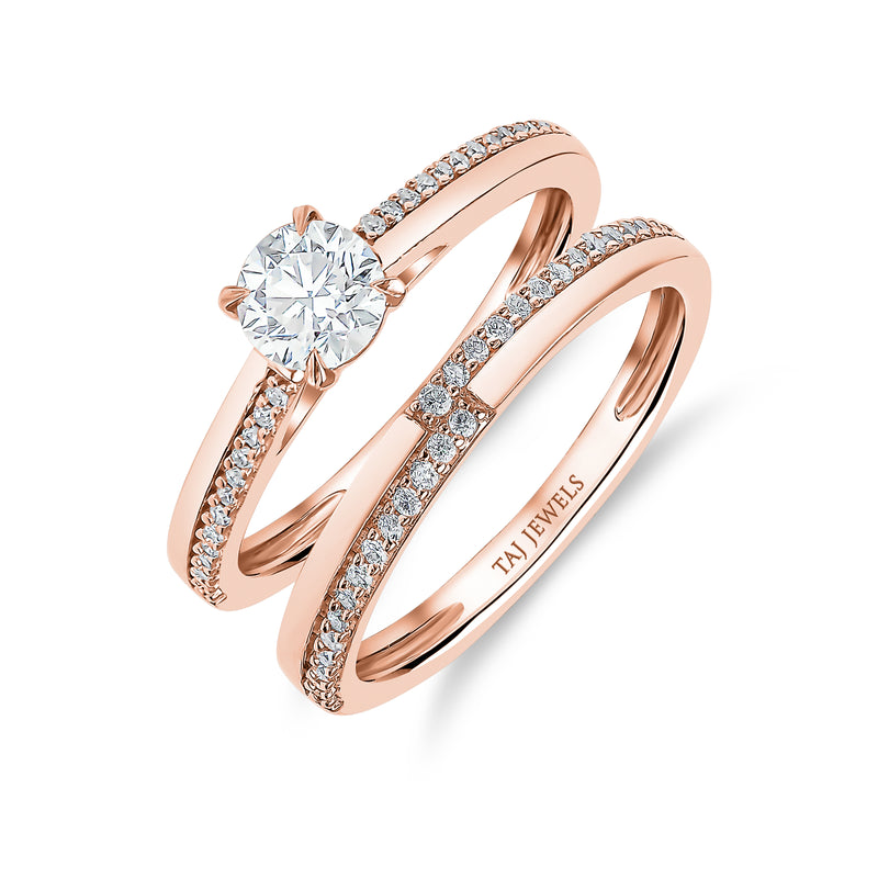 Round Brilliant Solitaire Diamond Ring with matching Band