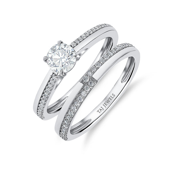 Round Brilliant Solitaire Diamond Ring with matching Band