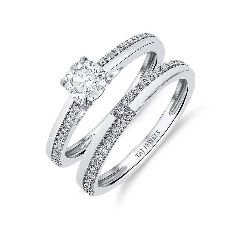 Round Brilliant Solitaire Diamond Ring with matching Band