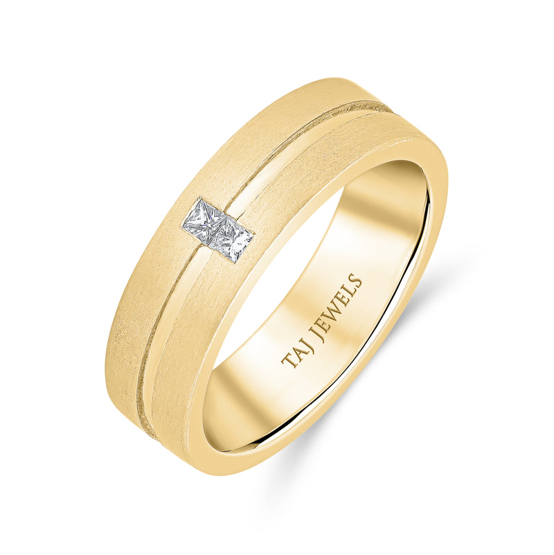 Gents Brushed Finish with Polished Groove Diamond Band