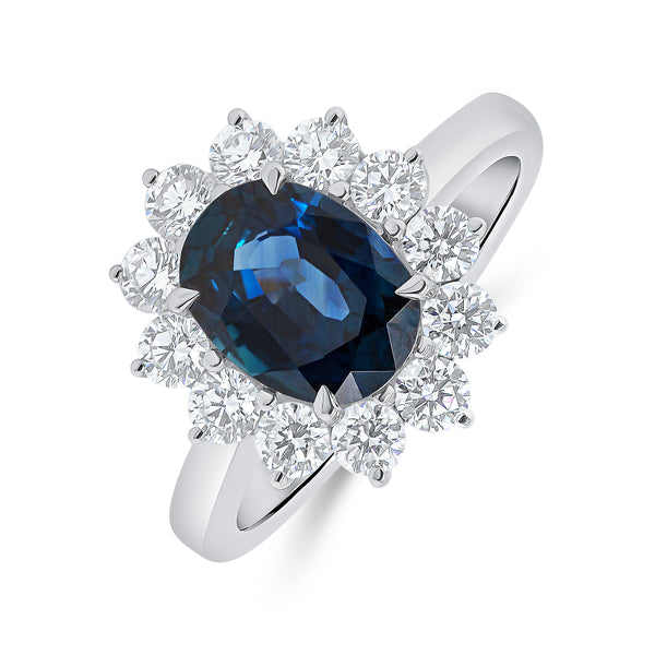 Oval Cut Blue Sapphire & Diamond Ring
