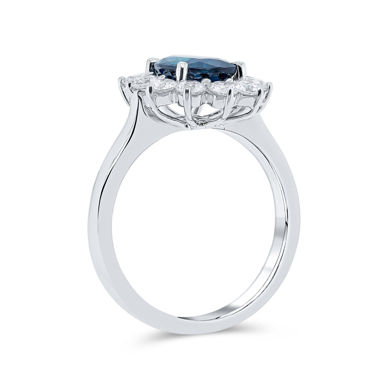 Oval Shape Blue Sapphire & Diamond RIng