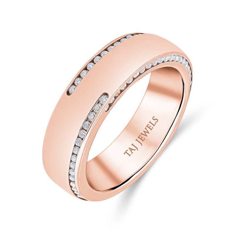 Gents Polished Finish Diamond Twisted Wedding Band