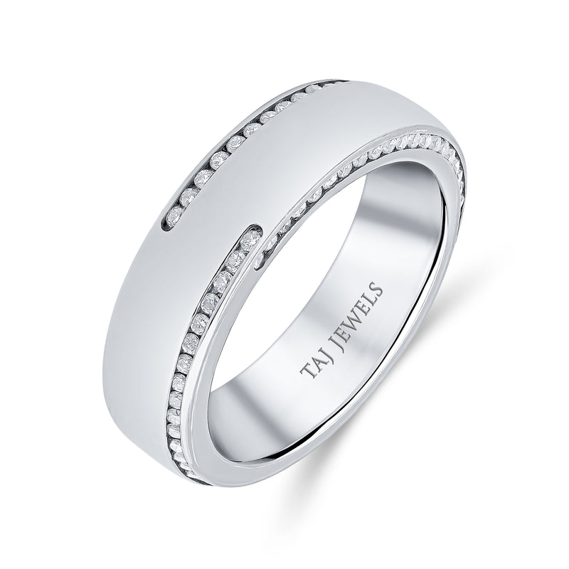Gents Polished Finish Diamond Twisted Wedding Band