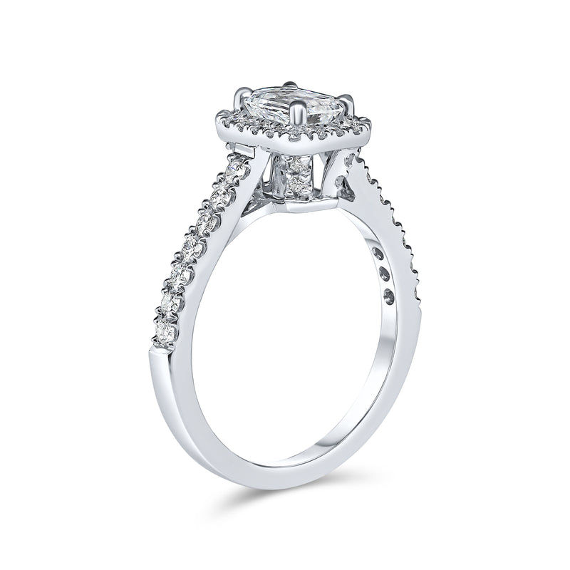 Lab Grown Emerald Halo Diamond Ring -1CT+