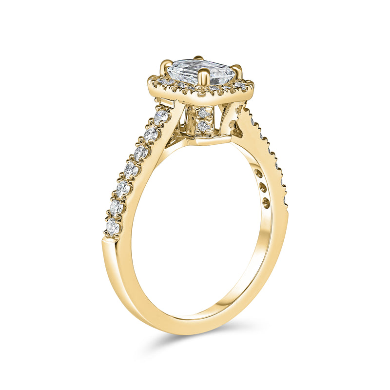 Lab Grown Emerald Halo Diamond Ring -1CT+