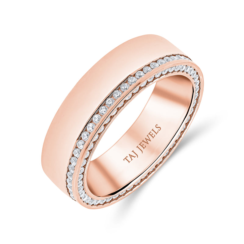 Gents Polished Finish Double Diamond Infinity Band