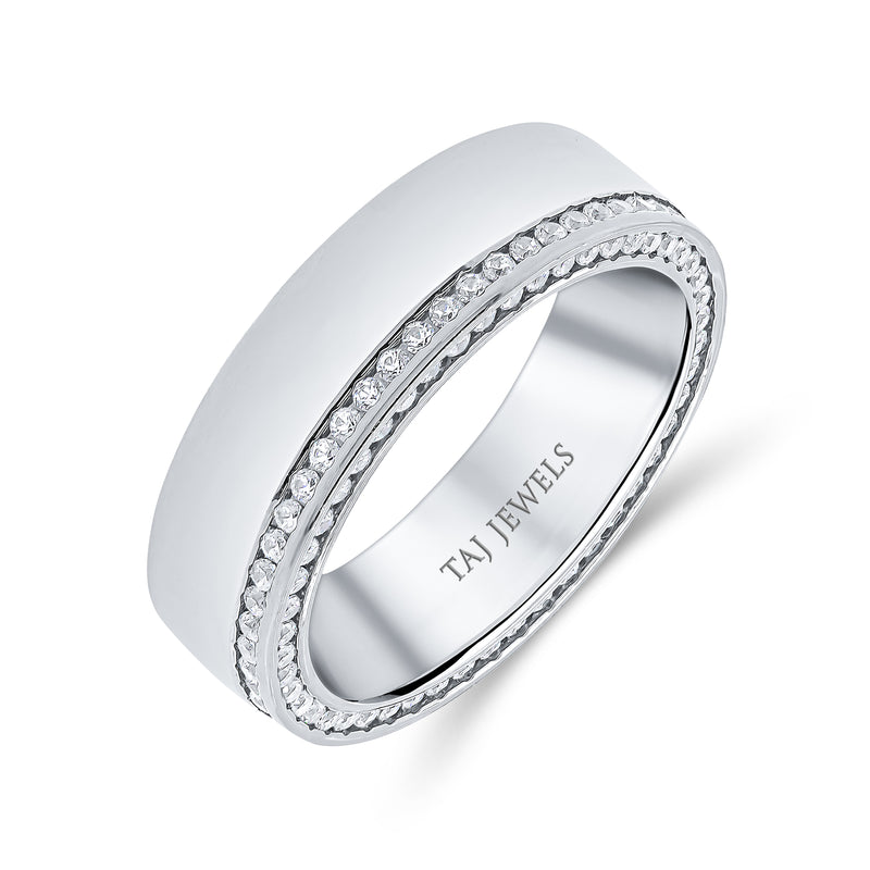 Gents Polished Finish Double Diamond Infinity Band