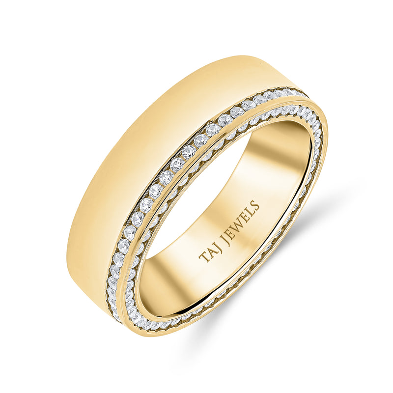 Gents Polished Finish Double Diamond Infinity Band