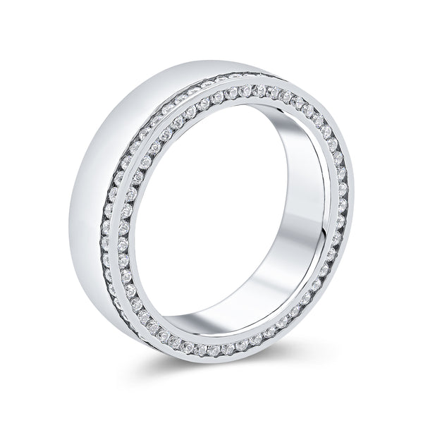 Gents Polished Finish Double Diamond Infinity Band