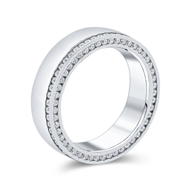 Gents Polished Finish Double Diamond Infinity Band
