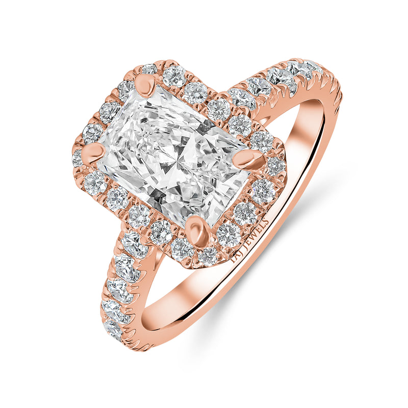 Radiant Cut Single Halo Diamond Ring