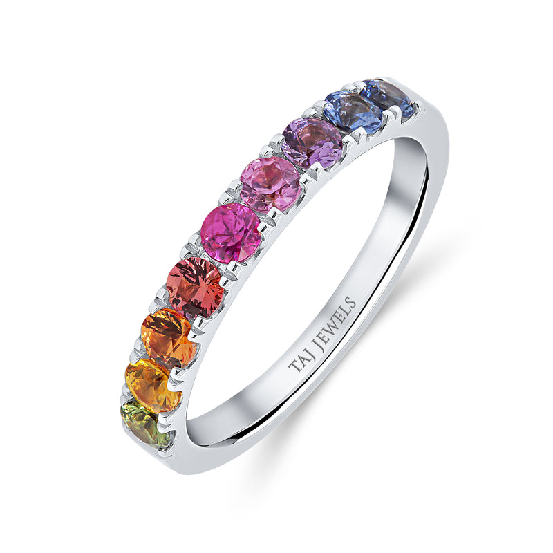 Wedding Band in Multi Colour Stones