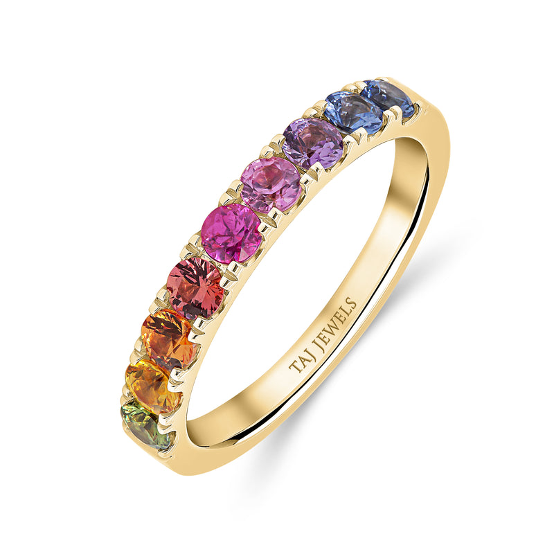 Wedding Band in Multi Colour Stones