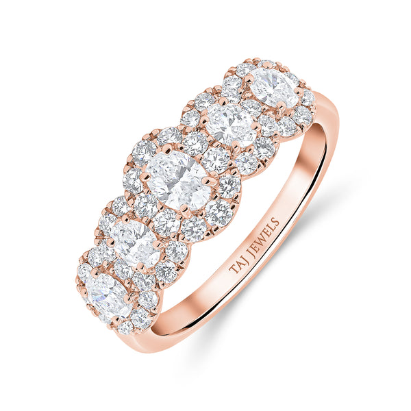 Wedding Band set in Oval Diamonds
