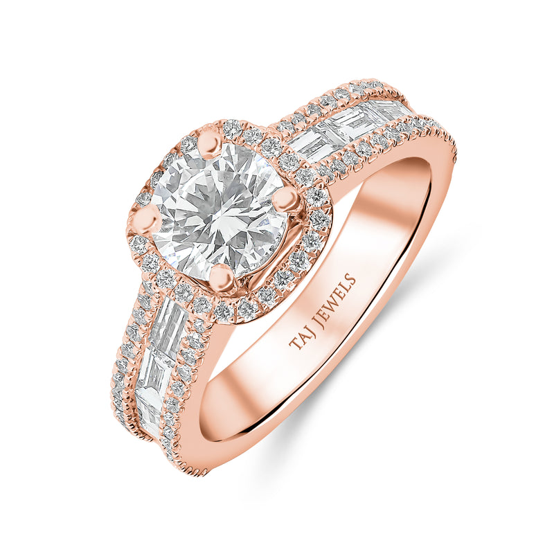 Round Brilliant Single Halo Diamond Ring