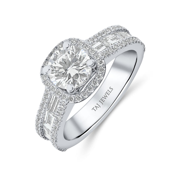 Round Brilliant Single Halo Diamond Ring