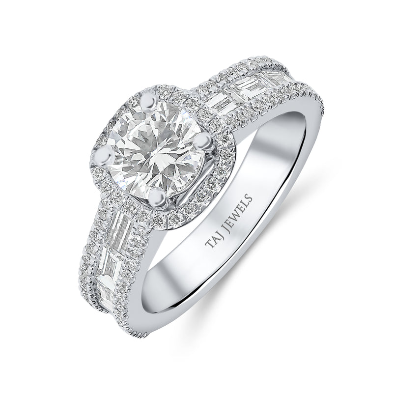 Round Brilliant Single Halo Diamond Ring