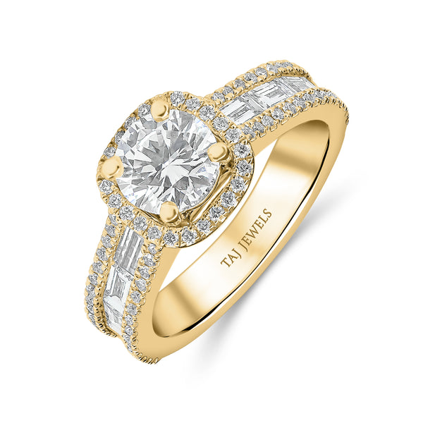 Round Brilliant Single Halo Diamond Ring