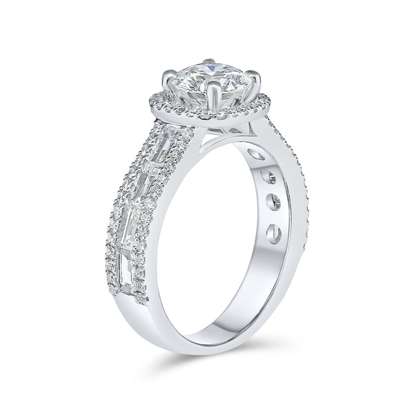 Round Brilliant Single Halo Diamond Ring