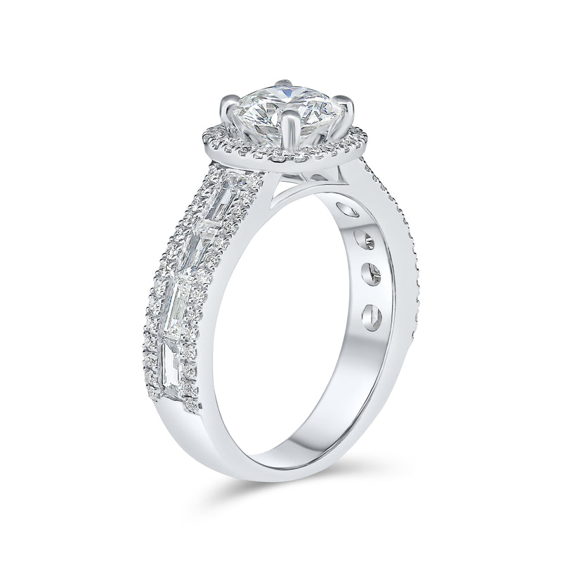 Round Brilliant Single Halo Diamond Ring