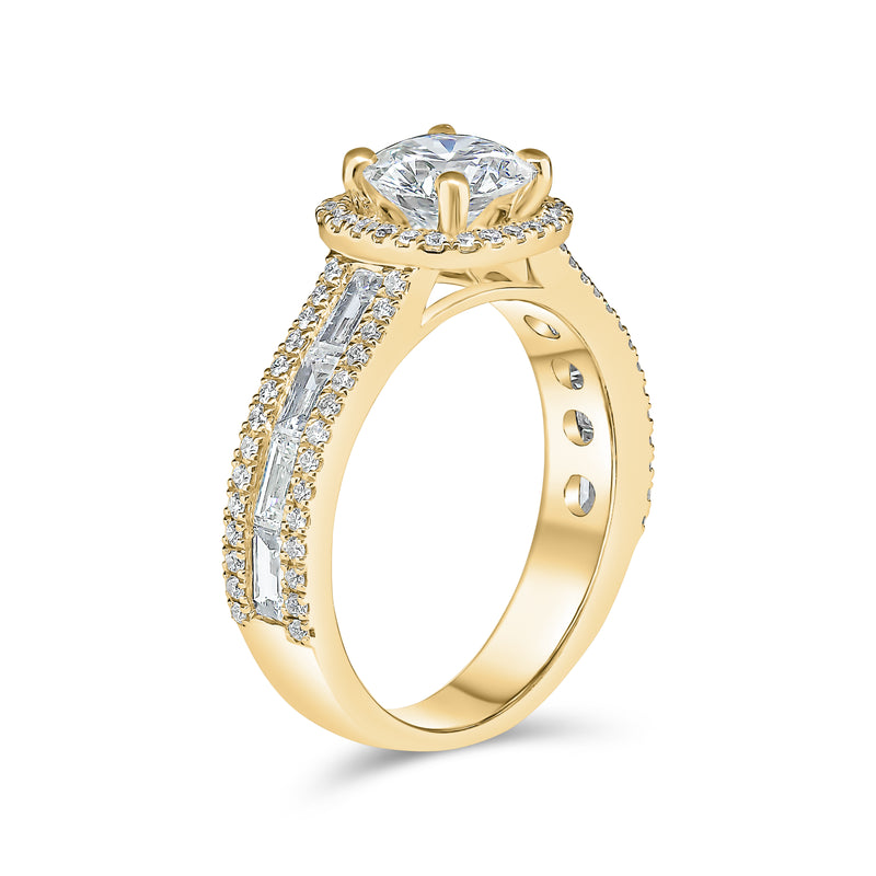 Round Brilliant Single Halo Diamond Ring
