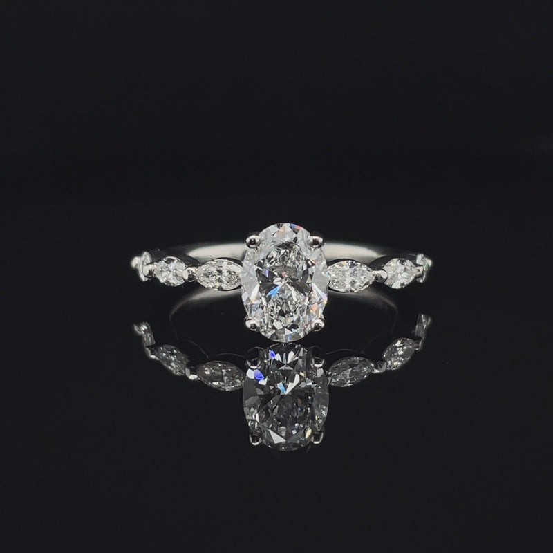 Lab Grown Oval Marquise Band Ring -1CT+