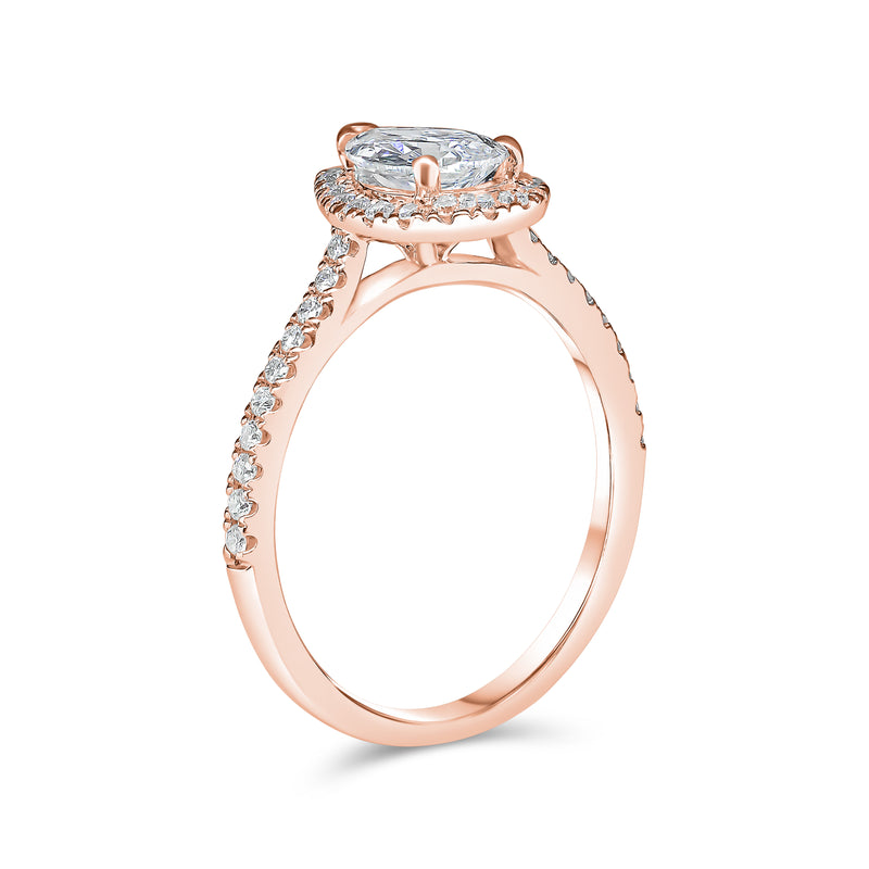 Lab Grown Pear Halo Diamond Ring -1CT+