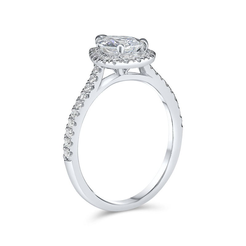 Lab Grown Pear Halo Diamond Ring -1CT+