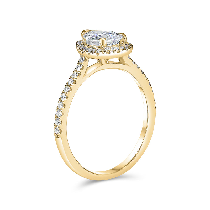 Lab Grown Pear Halo Diamond Ring -1CT+