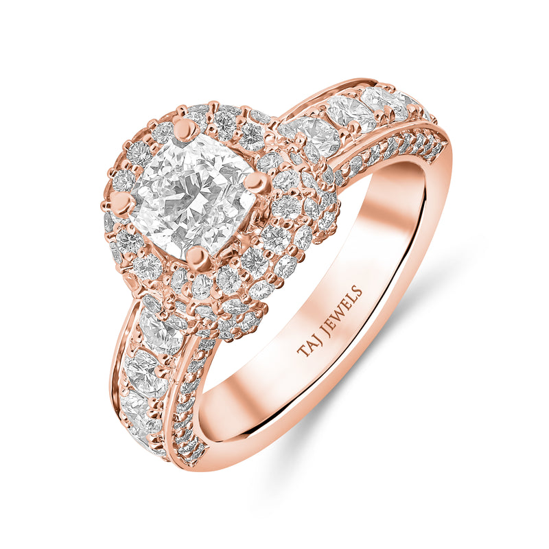 Lab Grown Cushion Cut Cross Over Diamond Engagement Ring