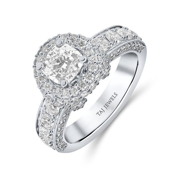 Lab Grown Cushion Cut Cross Over Diamond Engagement Ring