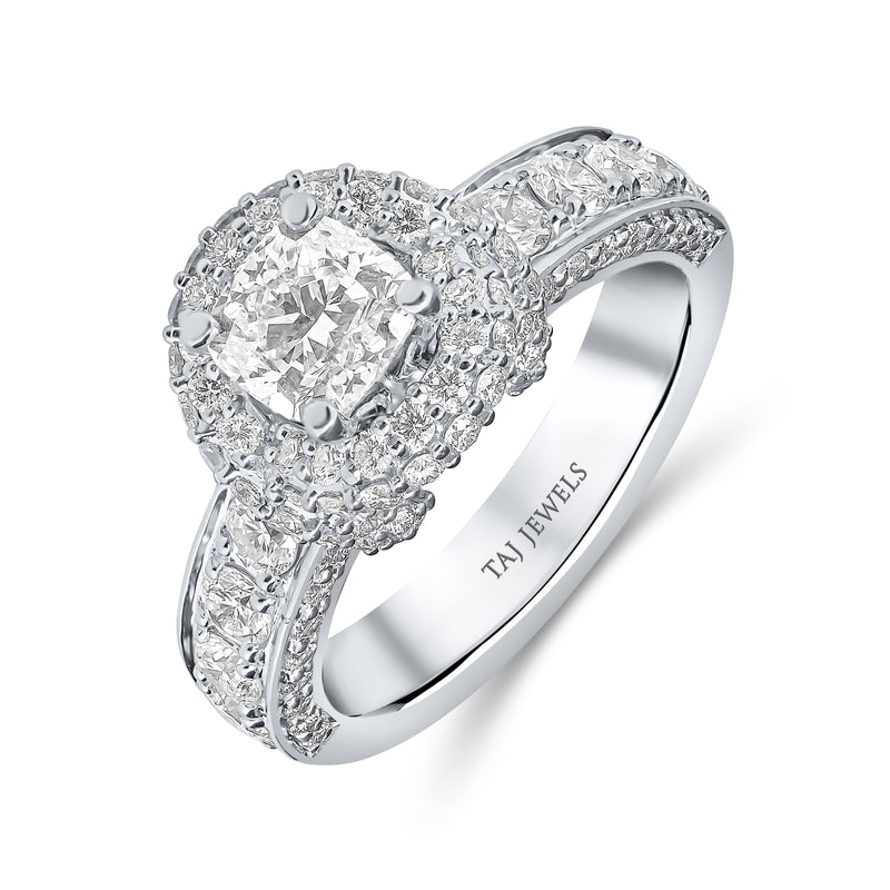 Lab Grown Cushion Cut Cross Over Diamond Engagement Ring