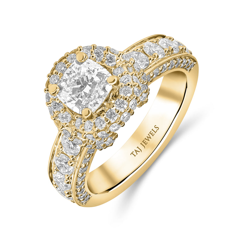 Lab Grown Cushion Cut Cross Over Diamond Engagement Ring
