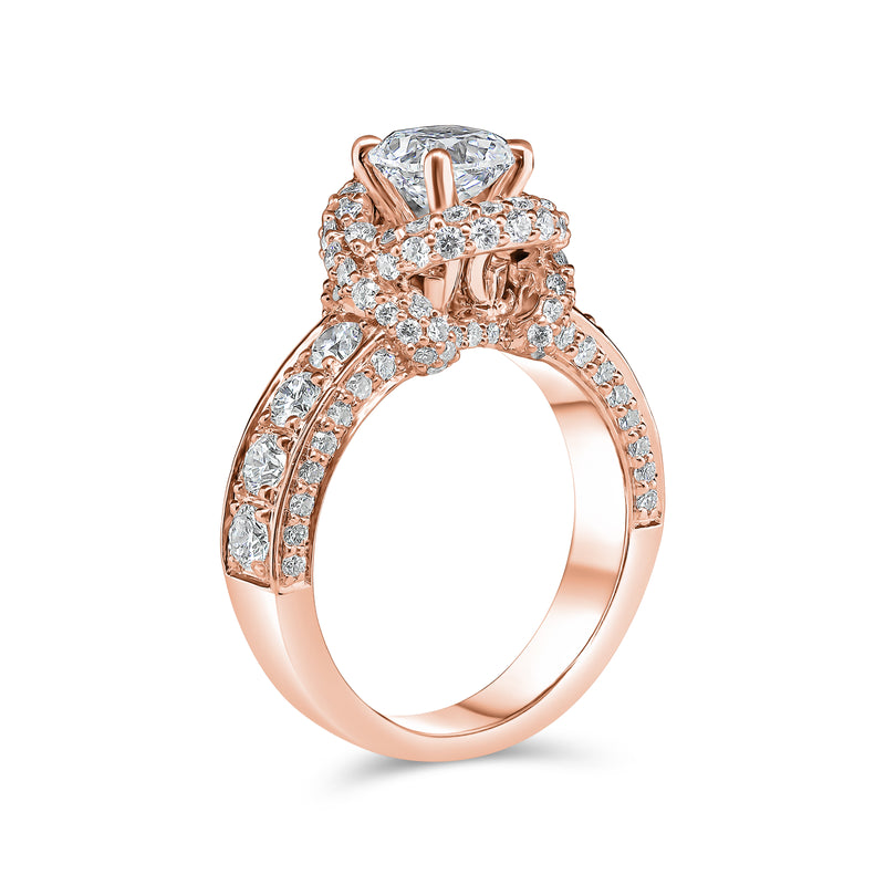 Lab Grown Cushion Cut Cross Over Diamond Engagement Ring